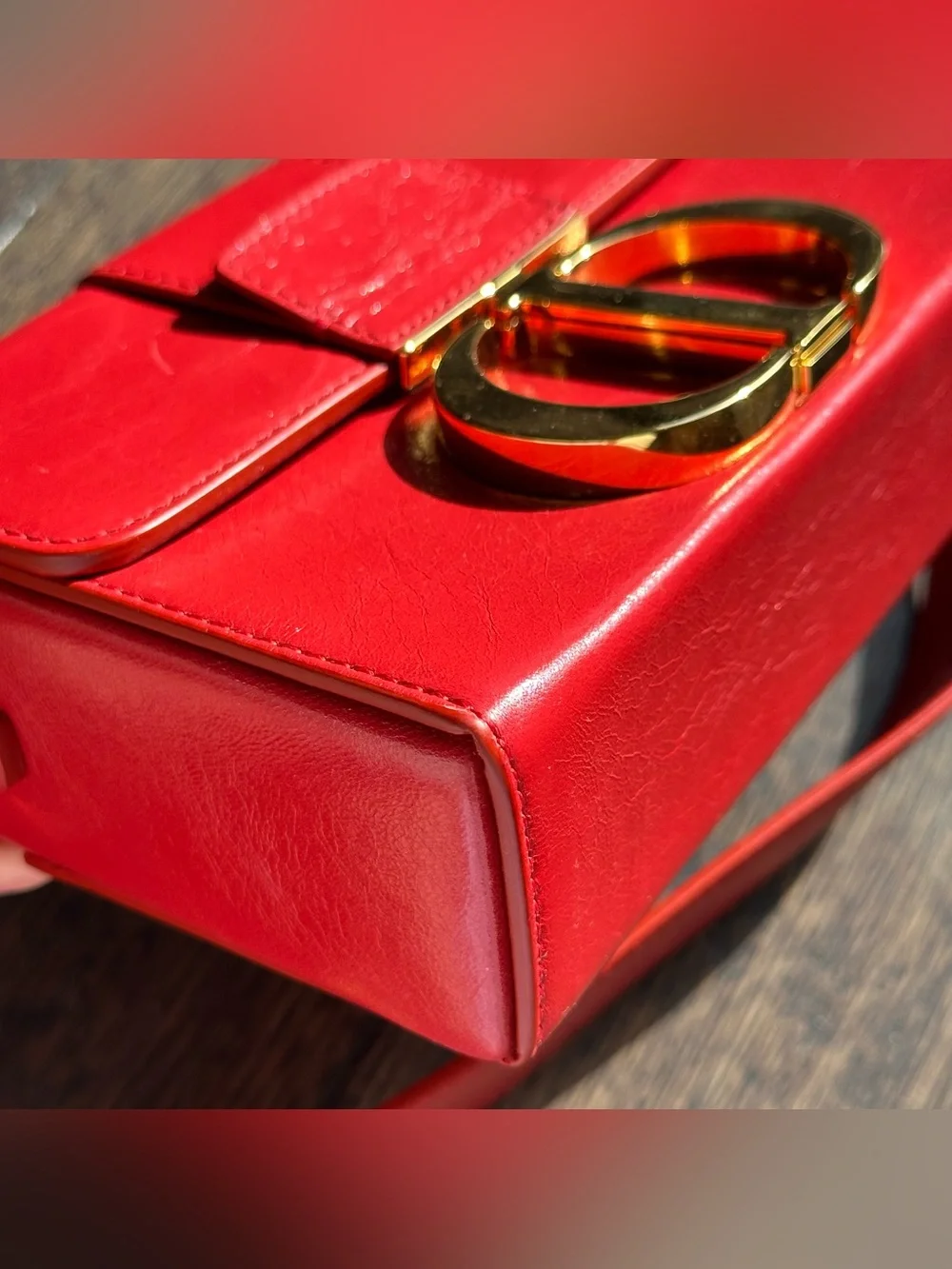 Christian Dior 30 Montaigne Box Shoulder Bag Red Leather - Picture 4 of 15